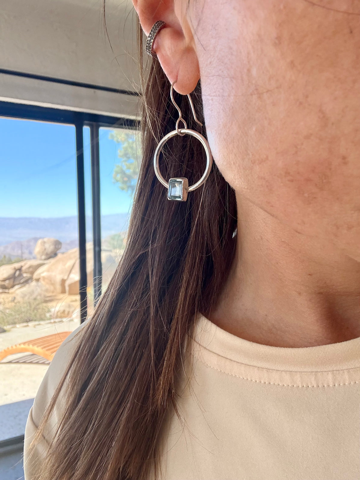 Blue Topaz Hoops