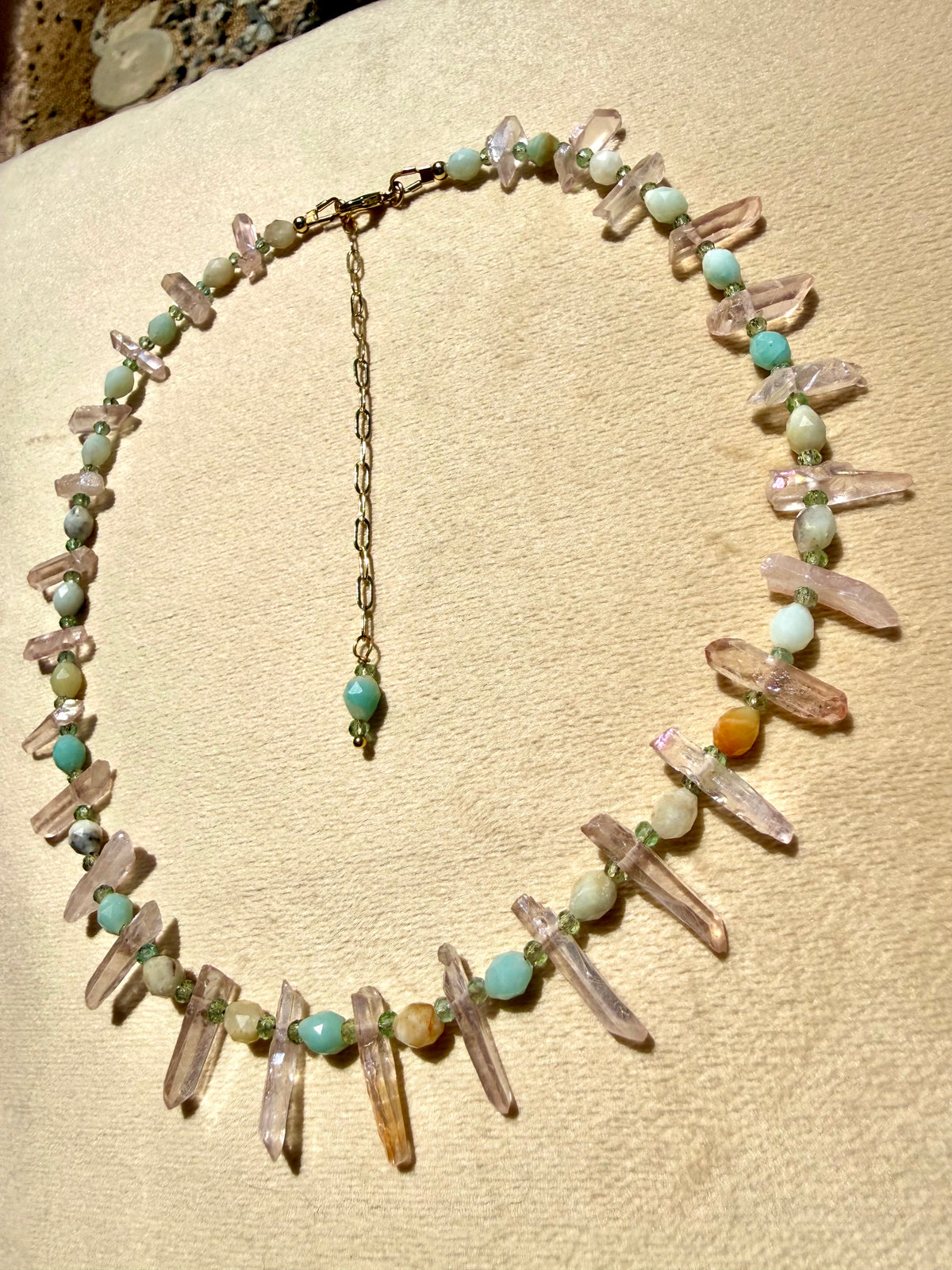 Pink Quartz & Amazonite Collar