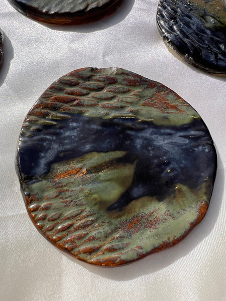 Ceramic Jewelry Dish/Coasters — Moss