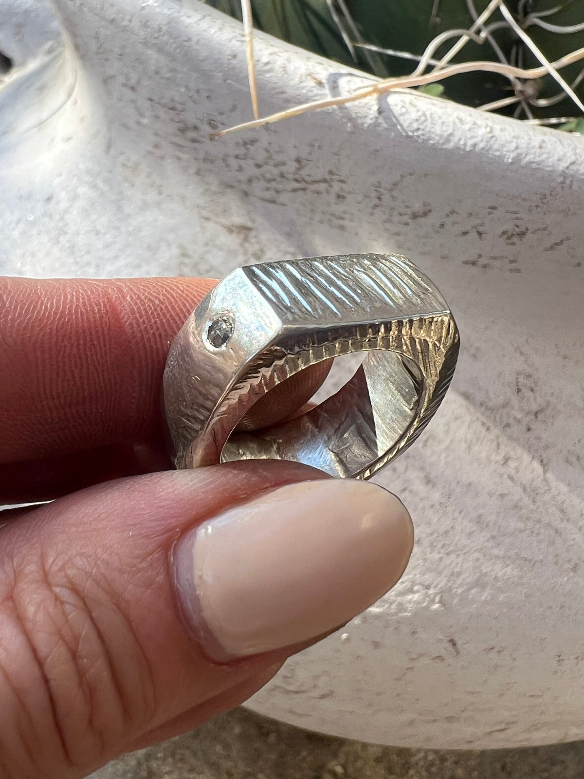 Size 7 — Chunky Ring with Diamonds