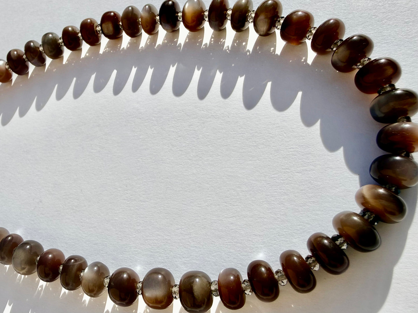 Chocolate Moonstone with Ice Obsidian Collar