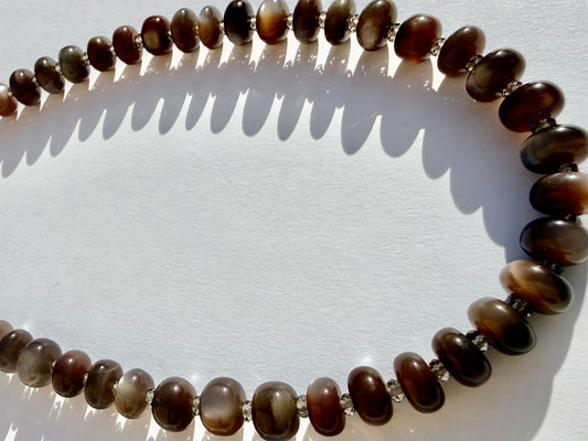 Chocolate Moonstone with Ice Obsidian Collar