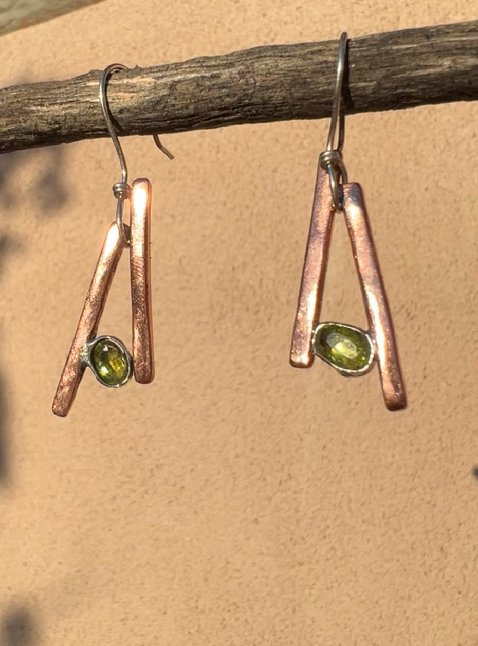 Copper + Peridot Earrings