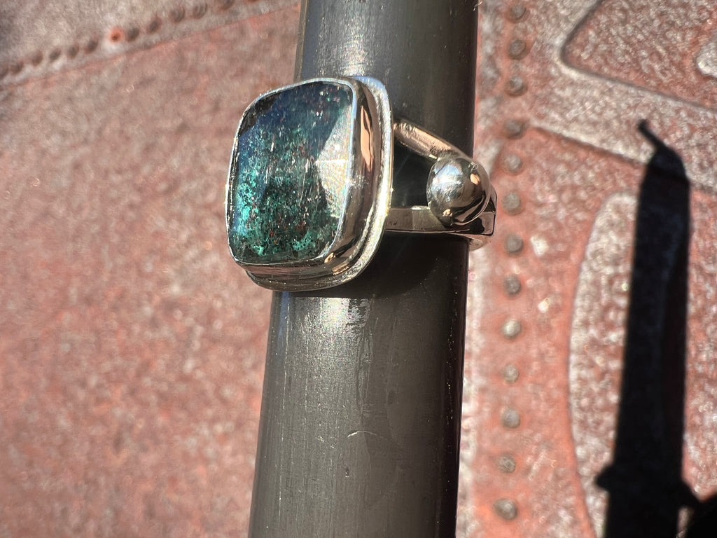 Teal Moss Kyanite Ring — size 4 3/4