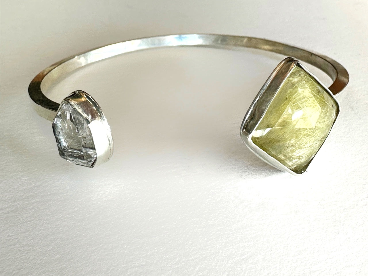 Citrine & Herkimer Diamond Bangle — OOAK