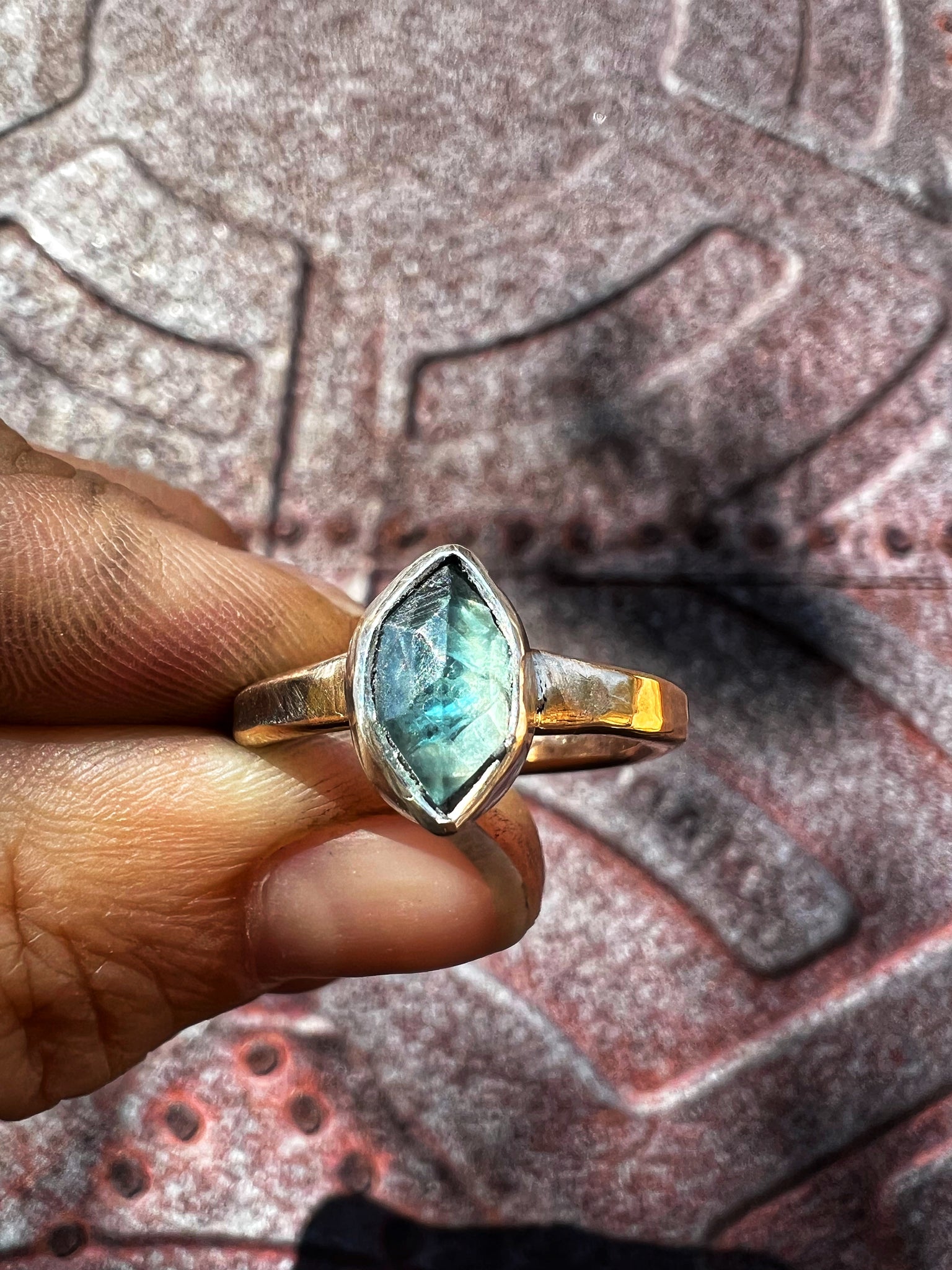 Blue-Green Apatite Ring — size 7