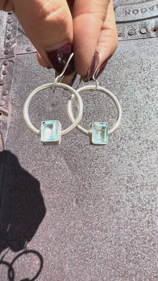Blue Topaz Hoops