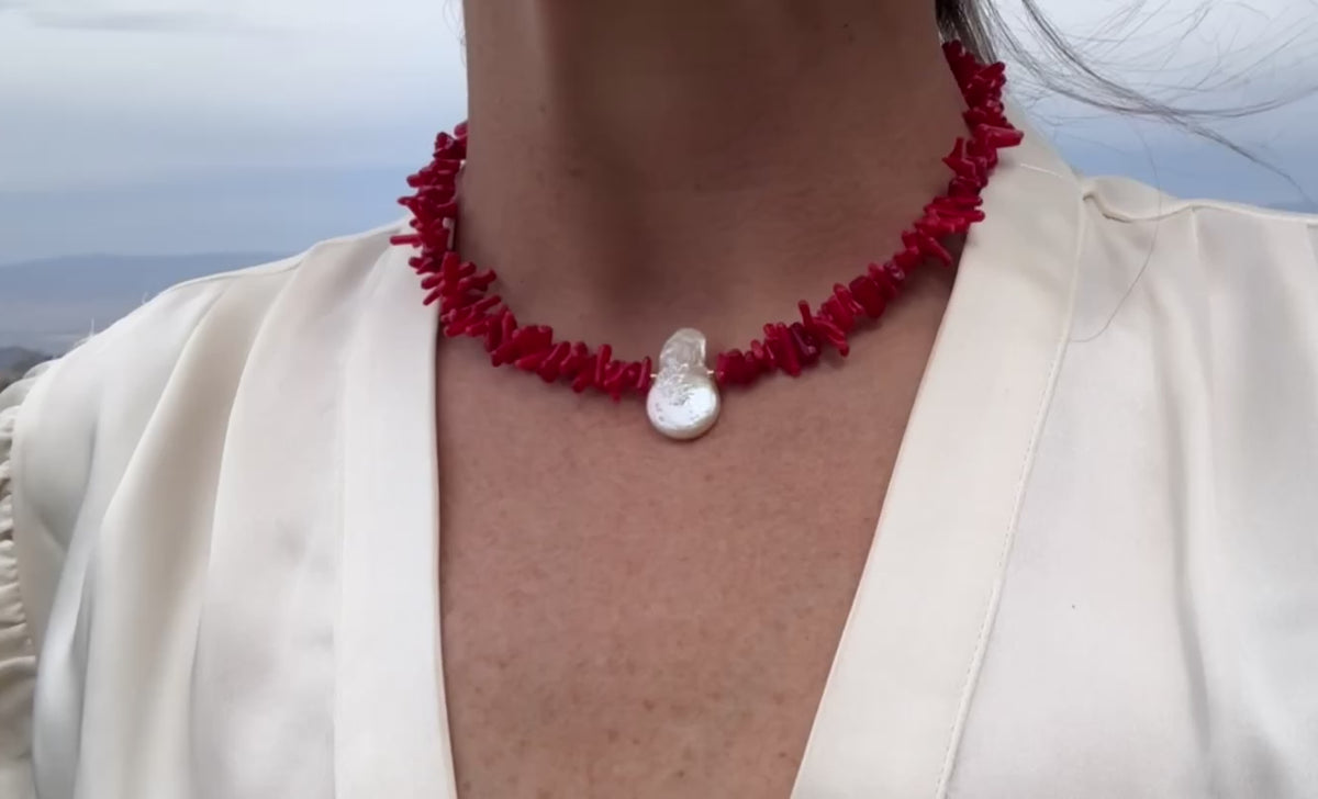 Coral Collar with Baroque Pearl