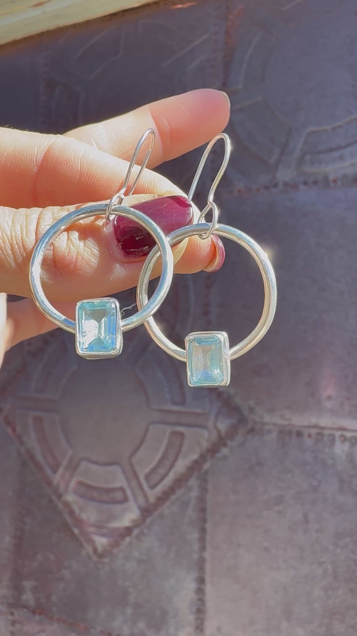 Blue Topaz Hoops