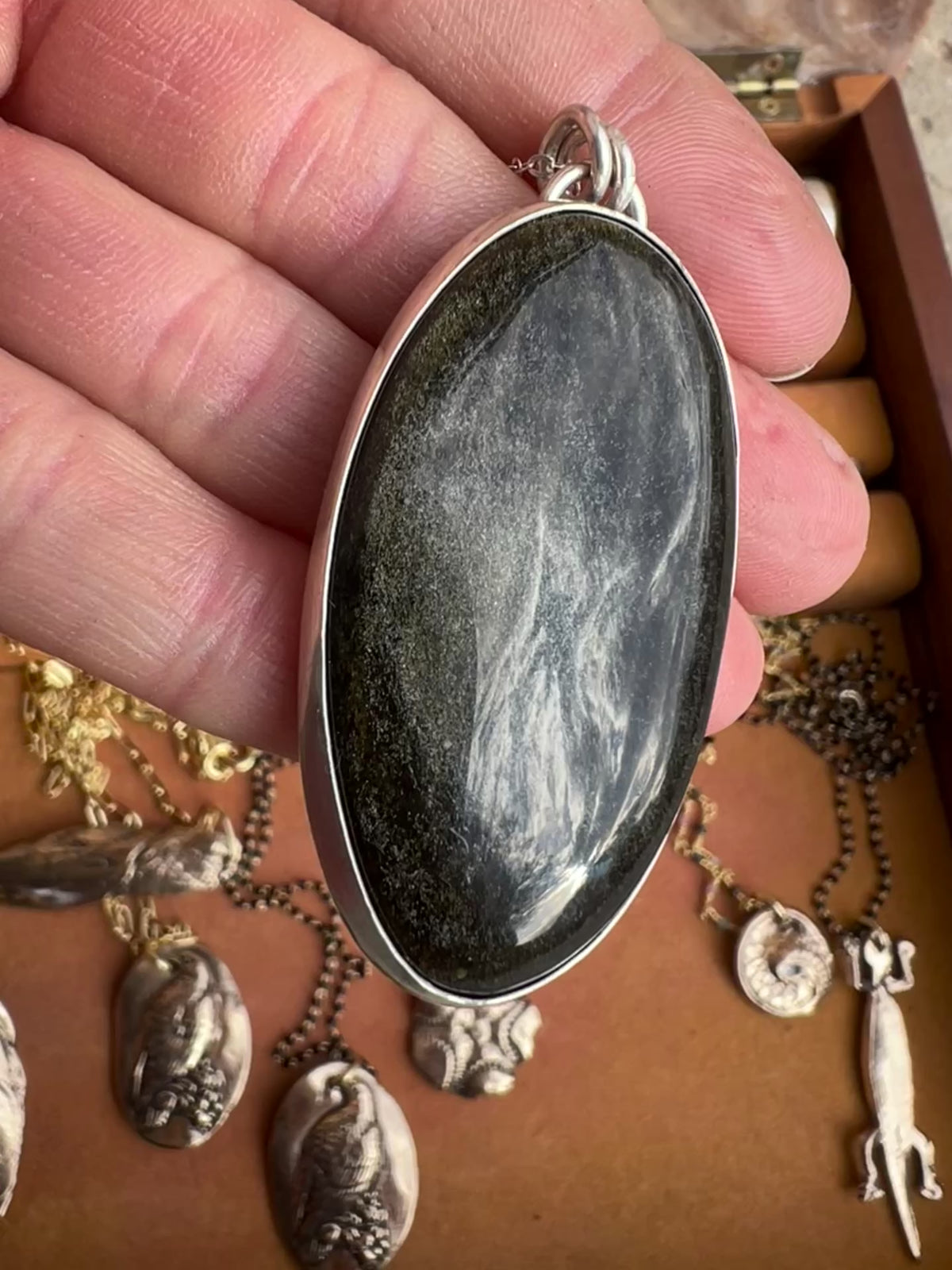 Gold Sheen Obsidian Necklace
