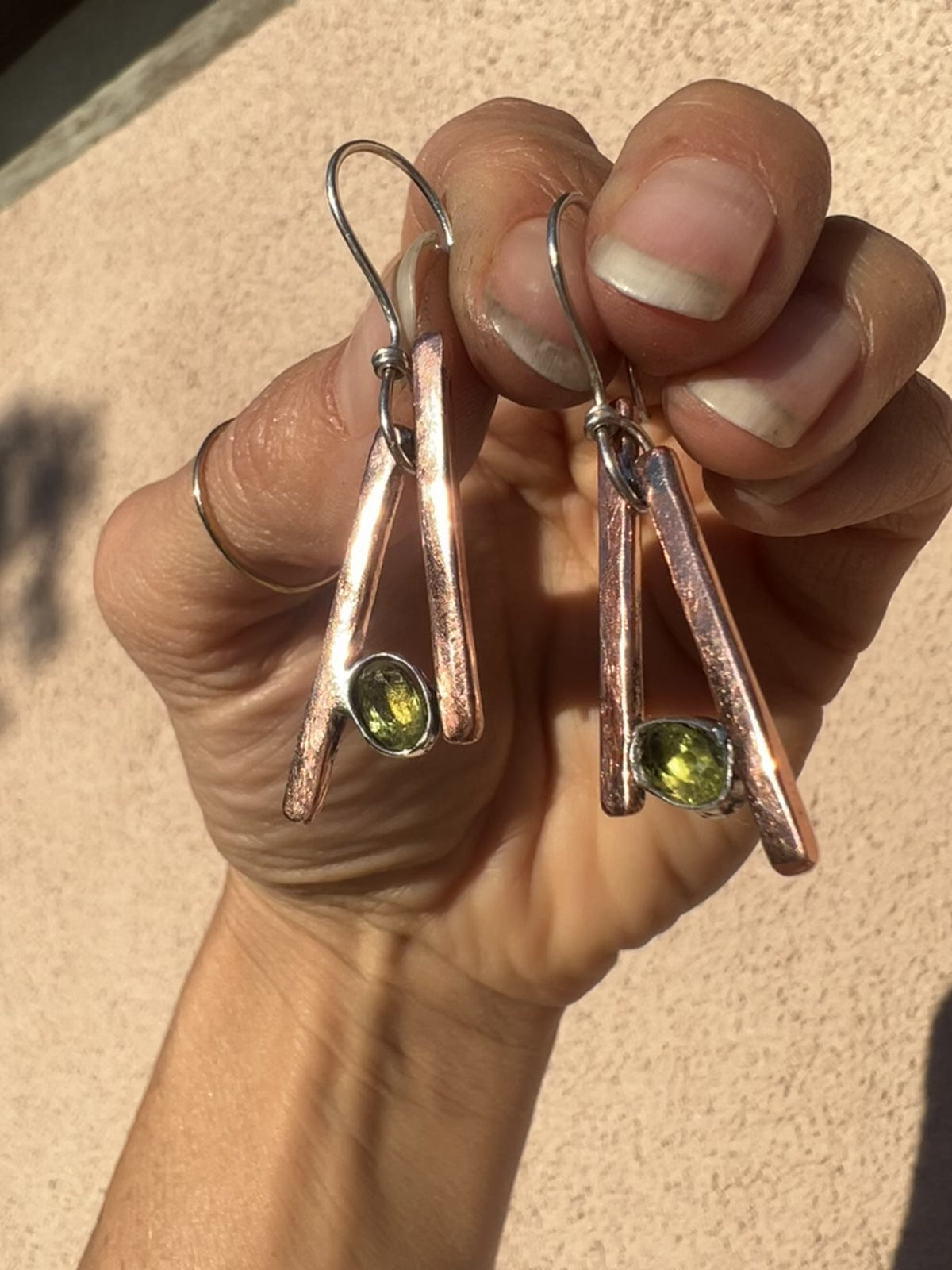 Copper + Peridot Earrings