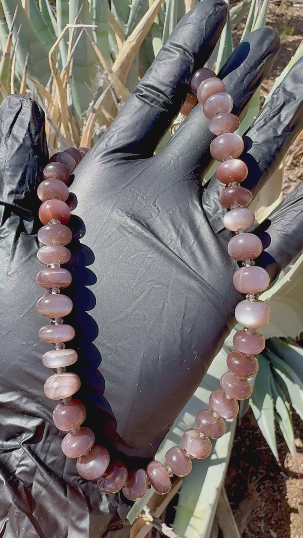 Chocolate Moonstone with Ice Obsidian Collar