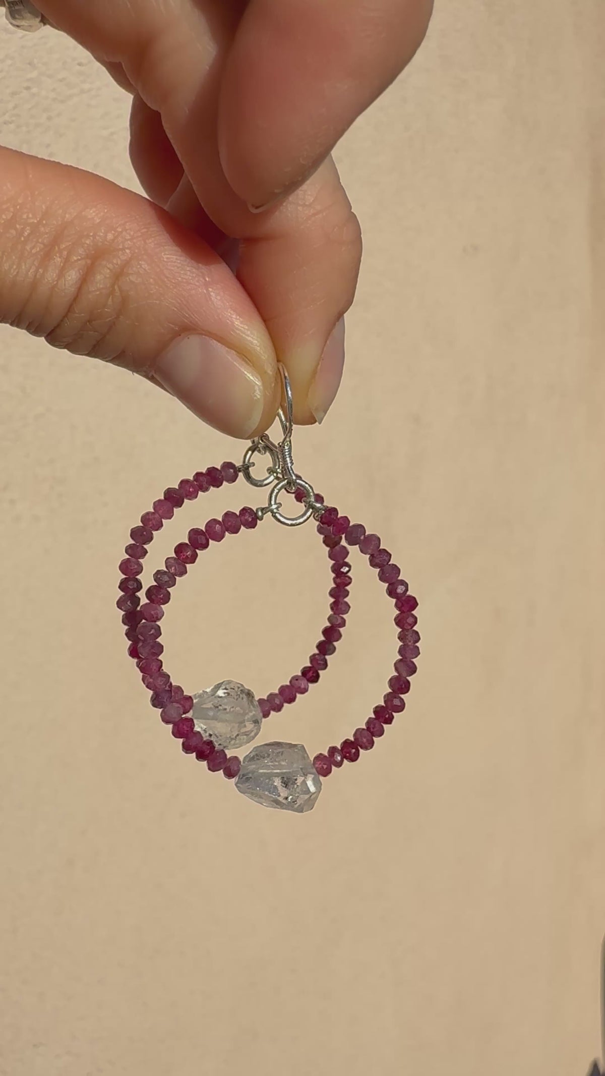 Ruby Tourmaline & Herkimer Hoops