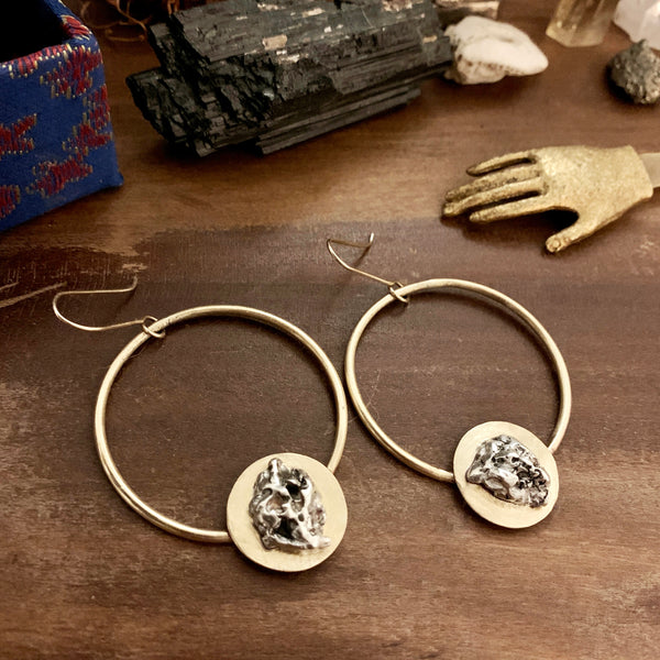 Mixed Metal Nugget Hoops