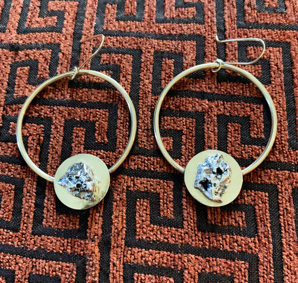 Mixed Metal Nugget Hoops