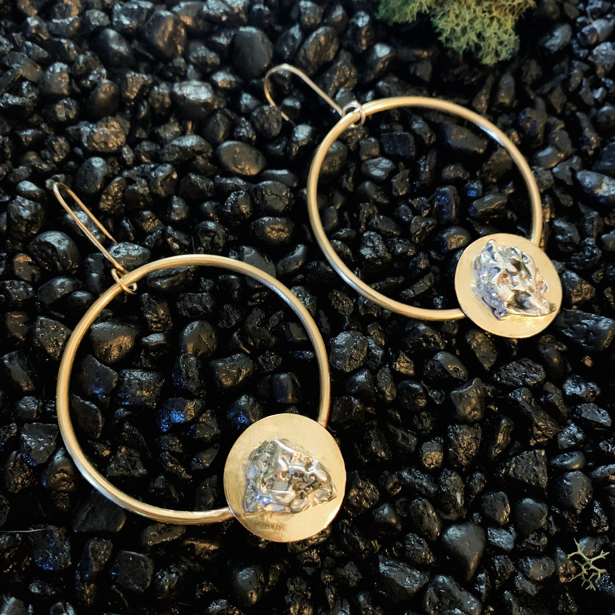 Mixed Metal Nugget Hoops