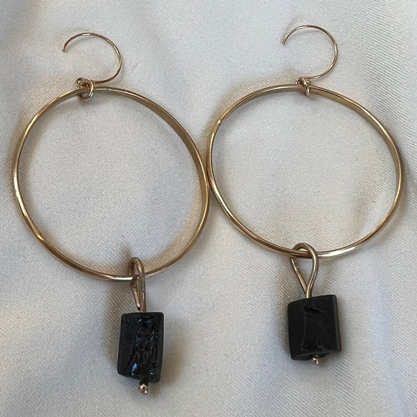 Raw Tourmaline Hoops