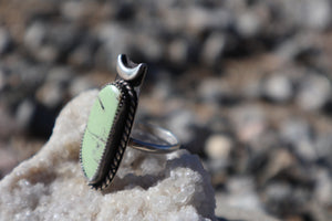 Chrysoprase Moon ring — size 9 (OOAK)