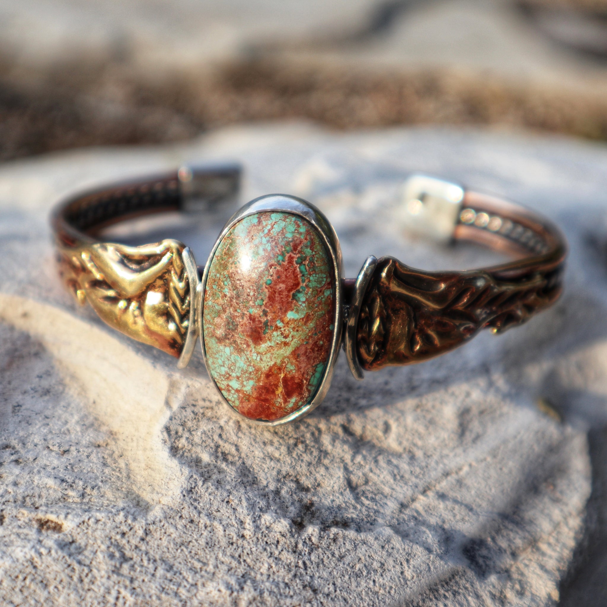 Coyote and Turquoise Cuff