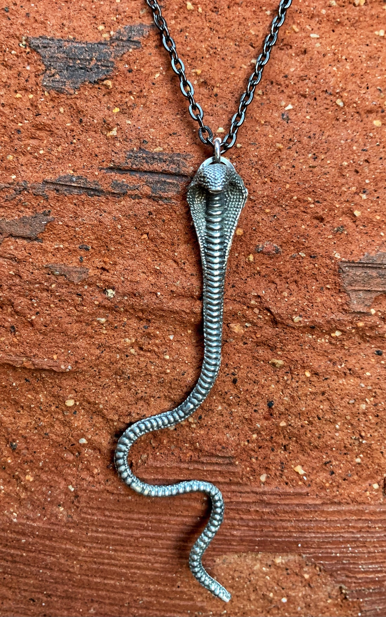 Cobra Necklace with Gunmetal Chain