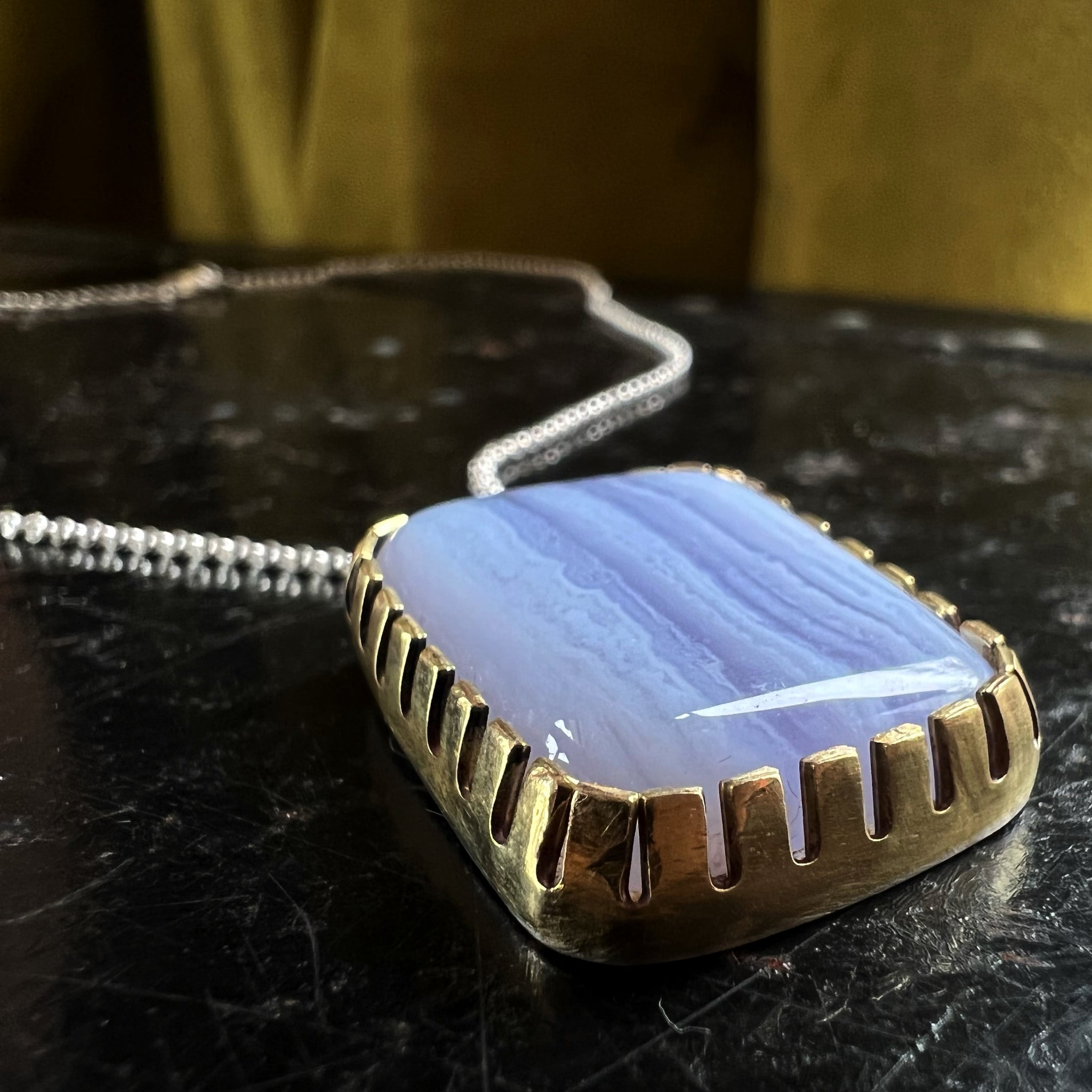 Blue Chalcedony Pendant with Chain