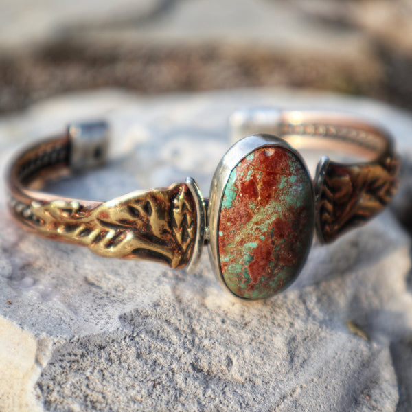 Coyote and Turquoise Cuff