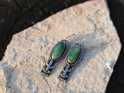 Chrysoprase + Cactus Earrings