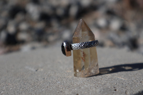 Smoky Quartz Snakeskin Ring — size 6 (OOAK)