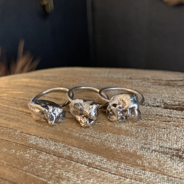 Silver Nugget Stacker Ring
