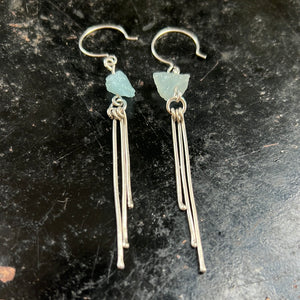 Aquamarine Nugget Earrings — Silver