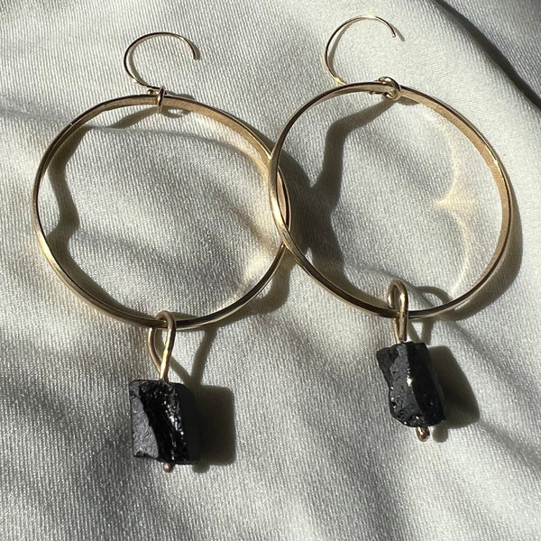 Raw Tourmaline Hoops