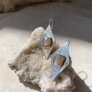 Diamond style Moonstone Earrings -- One Available/OOAK